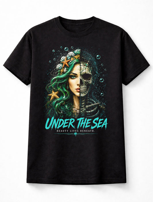 Under The Sea Mermaid Skeleton Ocean Fantasy Skull Art Unisex T-Shirt