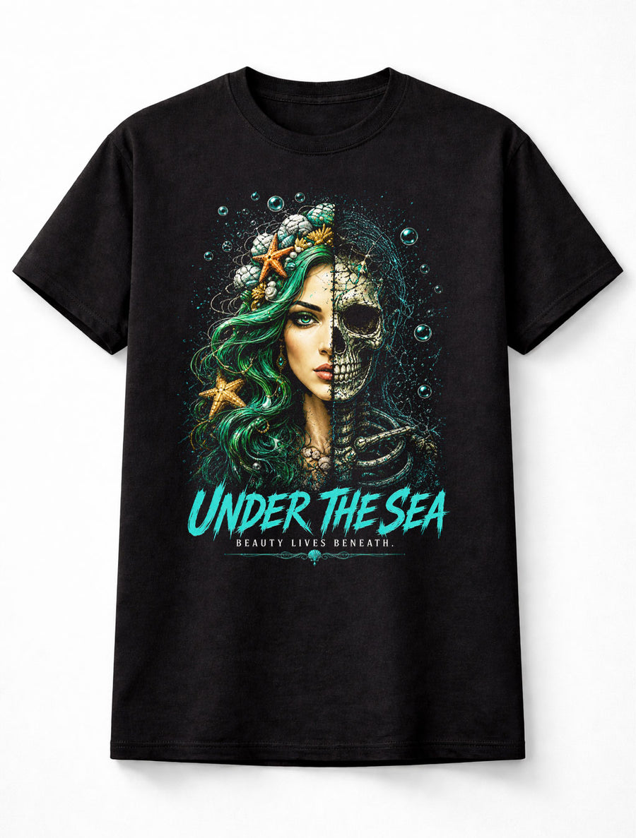 Under The Sea Mermaid Skeleton Ocean Fantasy Skull Art Unisex T-Shirt