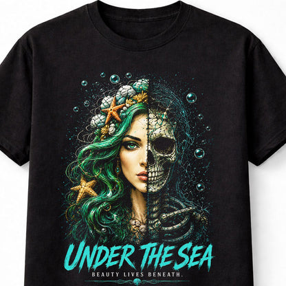 Under The Sea Mermaid Skeleton Ocean Fantasy Skull Art Unisex T-Shirt