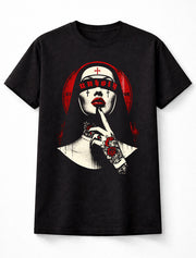 Unholy Gothic Nun Red Horror Graphic Dark Unisex T-Shirt