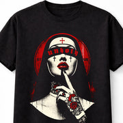 Unholy Gothic Nun Red Horror Graphic Dark Unisex T-Shirt