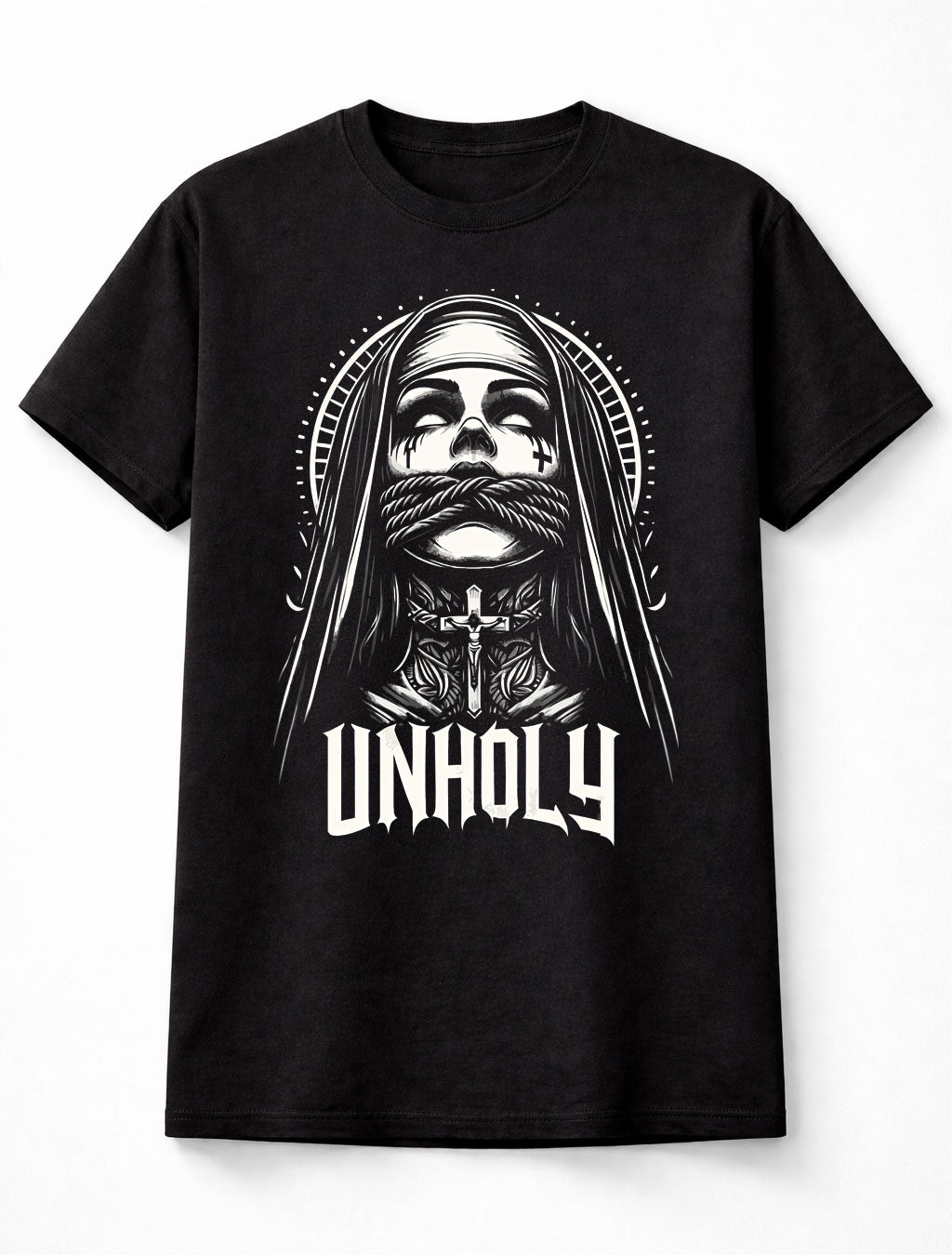 Unholy Gothic Nun Rope Horror Graphic Dark Unisex T-Shirt