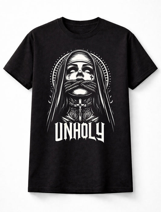 Unholy Gothic Nun Rope Horror Graphic Dark Unisex T-Shirt