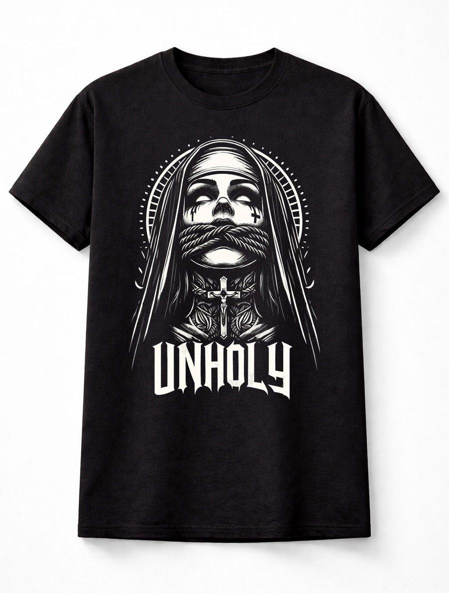 Unholy Gothic Nun Rope Horror Graphic Dark Unisex T-Shirt