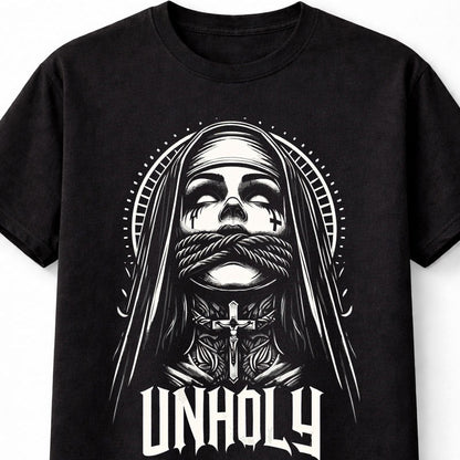 Unholy Gothic Nun Rope Horror Graphic Dark Unisex T-Shirt