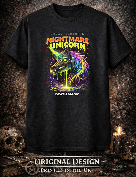 Nightmare Unicorn Death Magic Unisex Toxic Gothic Dark Fantasy Graphic T-Shirt
