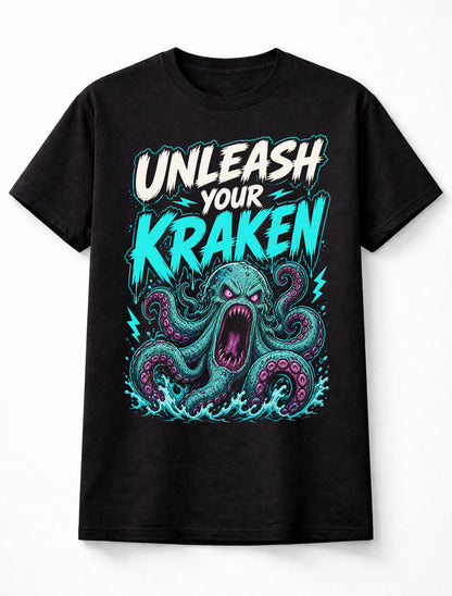 Unleash Your Kraken Mythical Sea Monster Horror Ocean Unisex T-Shirt