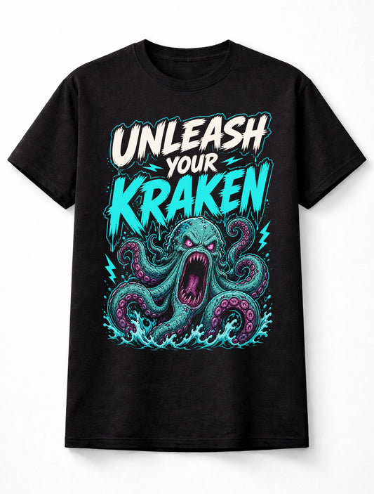 Unleash Your Kraken Mythical Sea Monster Horror Ocean Unisex T-Shirt