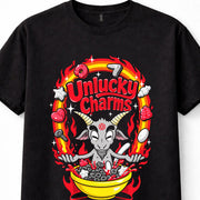 Unlucky Charms Goat Occult Cereal Dark Humour Parody Retro Unisex T-Shirt