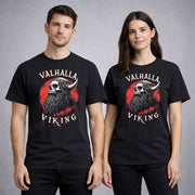 Valhalla T-Shirt Viking Skull Warrior Berserker Unisex Black Graphic Tee S-5XL