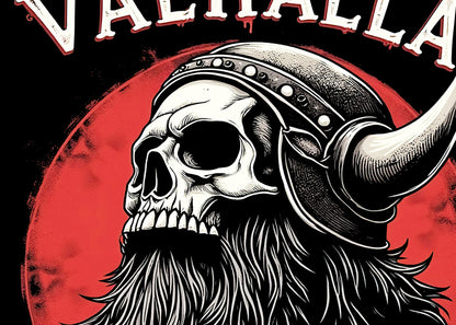 Valhalla Viking T Shirt Skull Warrior Norse Mythology Berserker Graphic Tee