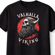 Valhalla T-Shirt Viking Skull Warrior Berserker Unisex Black Graphic Tee S-5XL