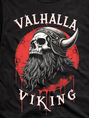 Valhalla T-Shirt Viking Skull Warrior Berserker Unisex Black Graphic Tee S-5XL