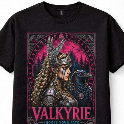 Valkyrie Norse Goddess Viking Warrior Raven Runes Mythology Graphic Unisex T-Shirt
