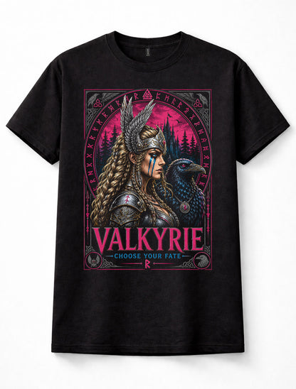 Valkyrie Norse Goddess Viking Warrior Raven Runes Mythology Graphic Unisex T-Shirt