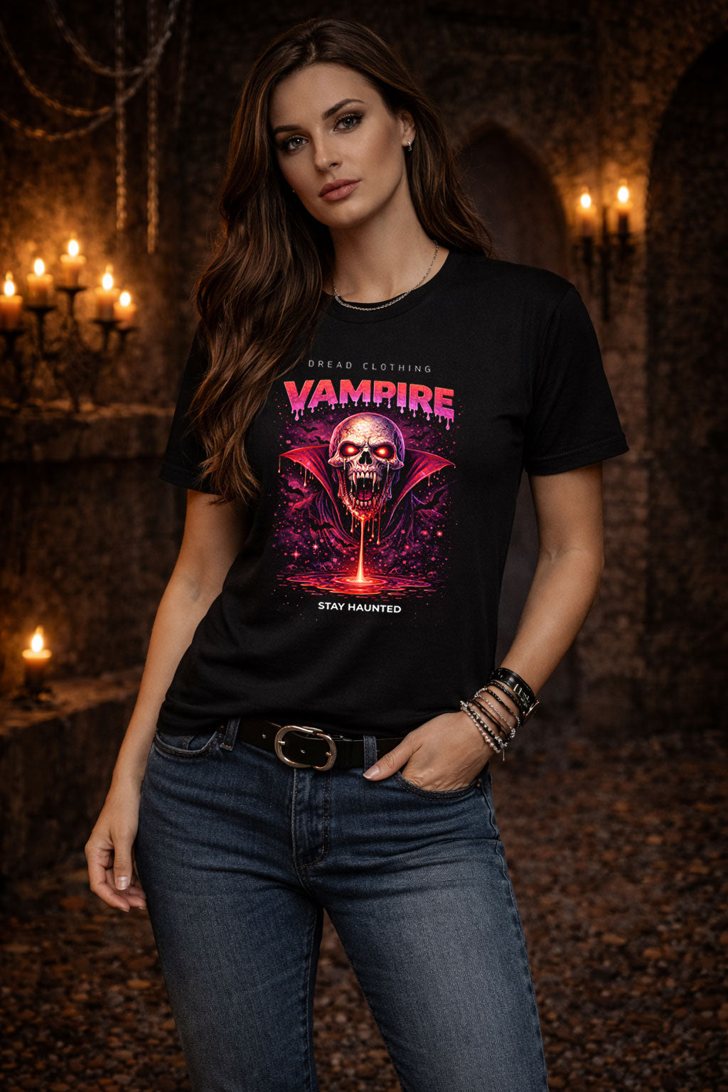 Vampire Skull Unisex Toxic Gothic Horror Graphic T-Shirt Dark Blood Art Tee