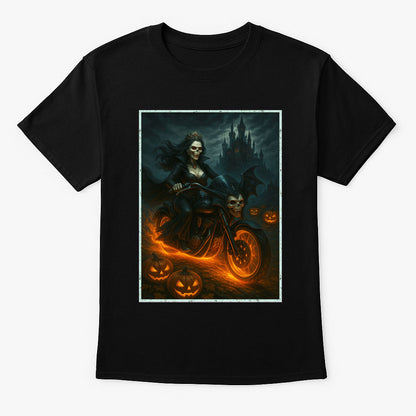 Vampire Rider Gothic Horror Flame-Bound Motorcycle Dark Fantasy Unisex T-Shirt