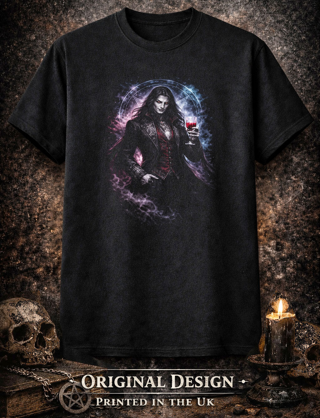 Vampire T-Shirt Dark Fantasy Gothic Aristocrat Unisex Black Graphic Tee