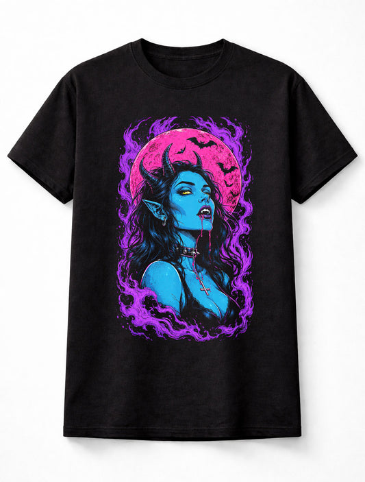 Vampire Demon Girl Gothic Horror Graphic Black Unisex T-Shirt