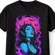 Vampire Demon Girl Gothic Horror Graphic Black Unisex T-Shirt