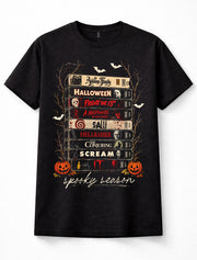 Spooky Season Horror Movie VHS Tapes Retro Halloween Film Unisex T-Shirt