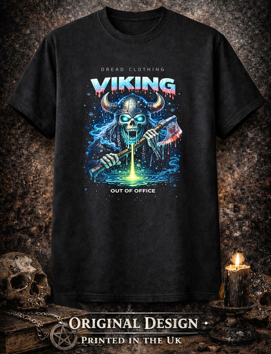 Viking Out of Office Unisex Toxic Gothic Norse Axe Skull Warrior T-Shirt