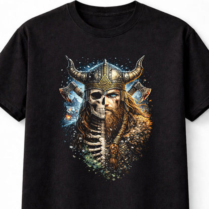 Viking Skull Skeleton Gothic Unisex Graphic T-Shirt Norse Warrior Dark Art