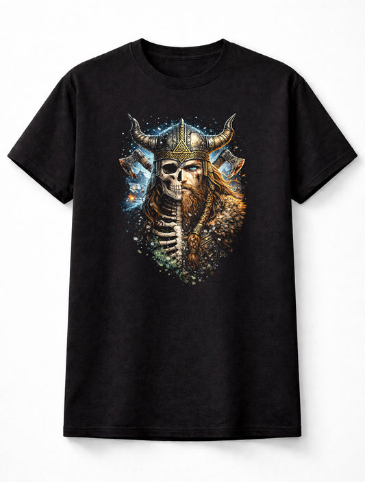 Viking Skull Skeleton Gothic Unisex Graphic T-Shirt Norse Warrior Dark Art