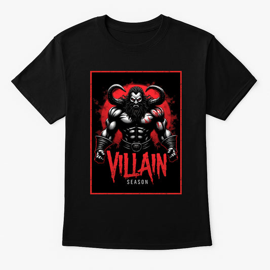Villain Season Unisex T-Shirt – Dark Side Horned Demon Warrior Chaos Graphic Tee
