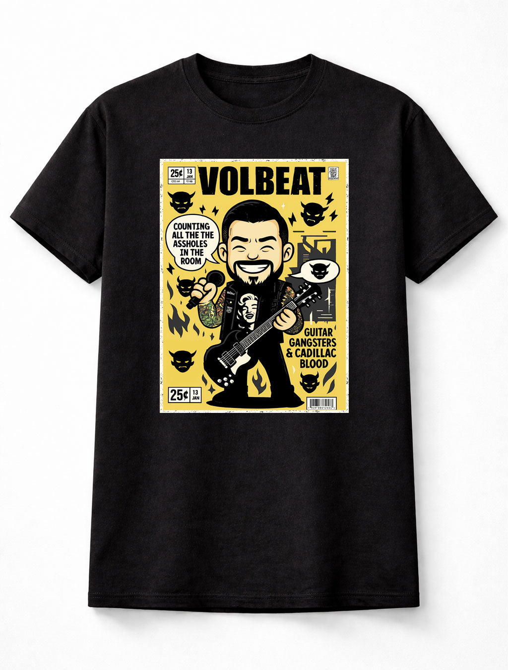 Volbeat T-Shirt Rock Metal Rebels Unisex Black Graphic Tee