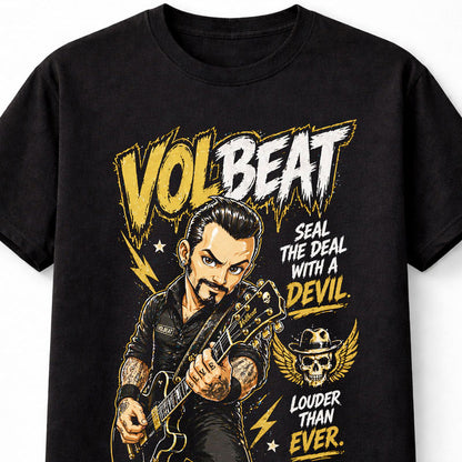 Volbeat Seal The Deal With A Devil Graphic T-Shirt Rockabilly Metal Band Fan Tee Rock Music Lyrics Shirt Adult & Kids Unisex T-Shirt