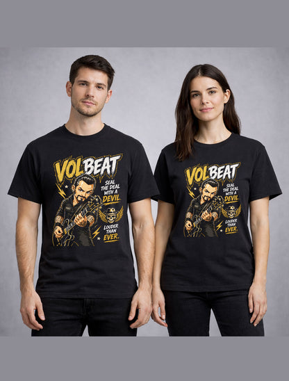 Volbeat Seal The Deal With A Devil Graphic T-Shirt Rockabilly Metal Band Fan Tee Rock Music Lyrics Shirt Adult & Kids Unisex T-Shirt