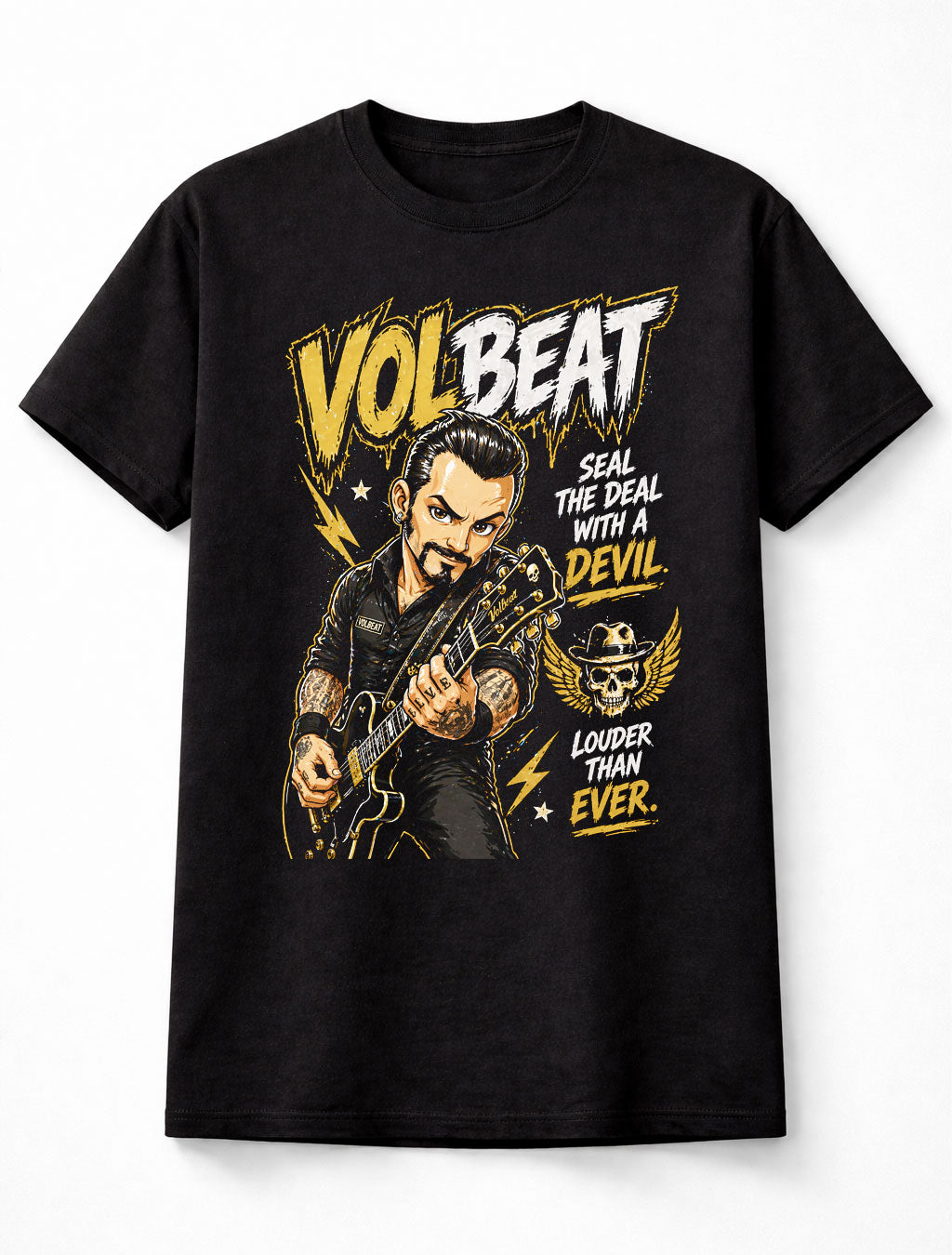 Volbeat Seal The Deal With A Devil Graphic T-Shirt Rockabilly Metal Band Fan Tee Rock Music Lyrics Shirt Adult & Kids Unisex T-Shirt