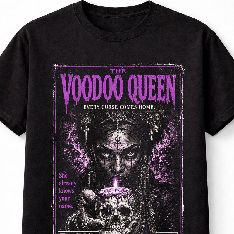 Voodoo Queen Horror Gothic Witchcraft VHS Movie Poster Unisex T-Shirt