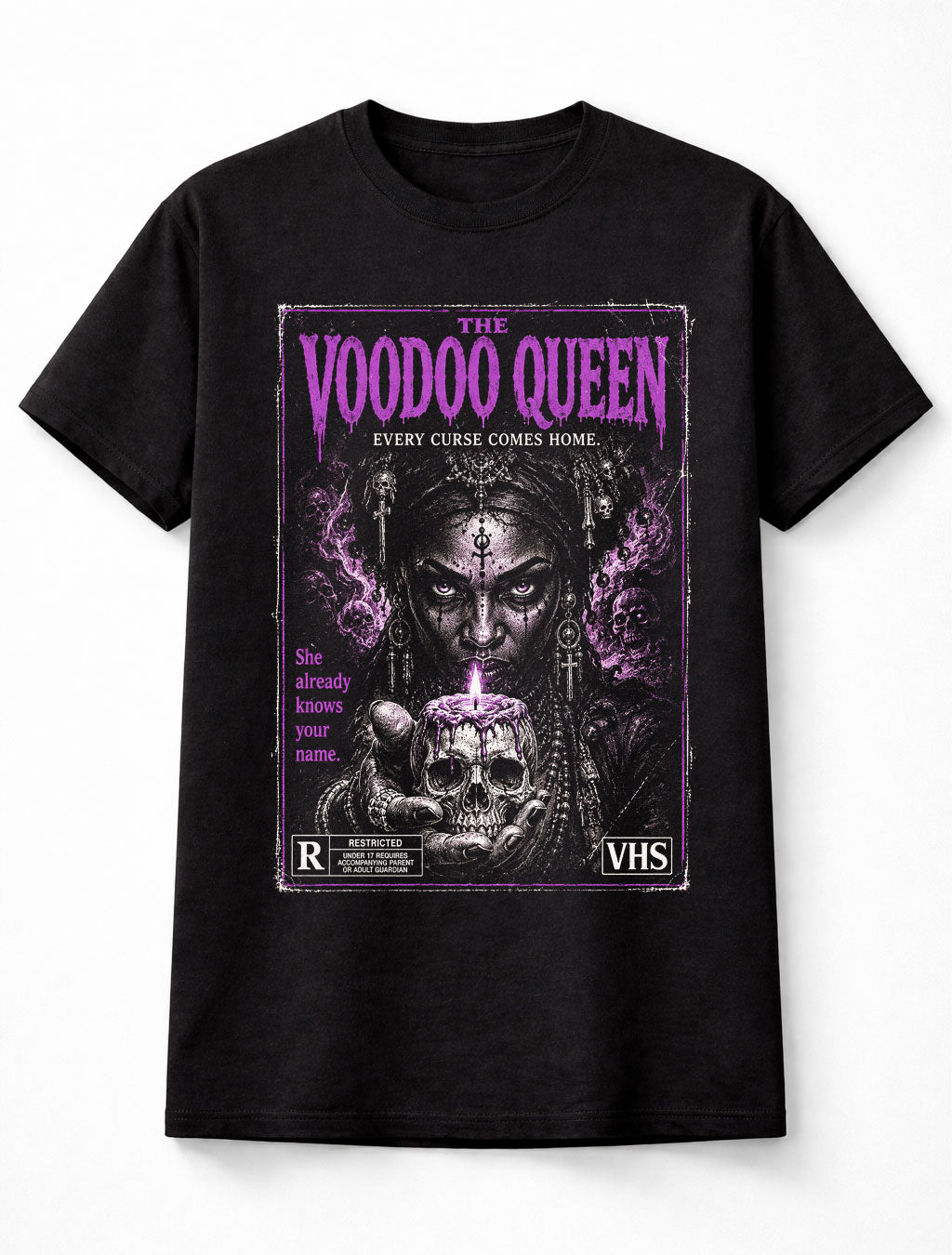 Voodoo Queen Horror Gothic Witchcraft VHS Movie Poster Unisex T-Shirt