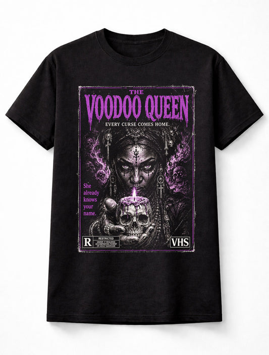 Voodoo Queen Horror Gothic Witchcraft VHS Movie Poster Unisex T-Shirt