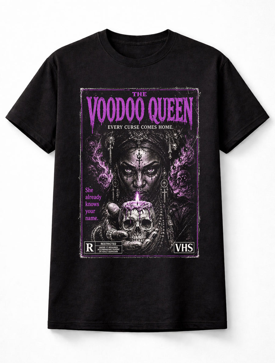 Voodoo Queen Horror Gothic Witchcraft VHS Movie Poster Unisex T-Shirt