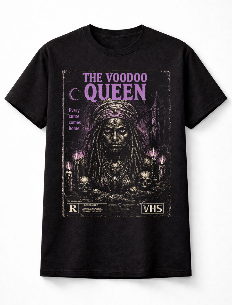 Voodoo Queen Gothic Horror VHS Occult Skull Witch Unisex T-Shirt
