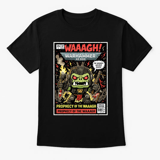 Warhammer 40K WAAAGH! Unisex T-Shirt – Prophecy of the Waaagh Retro Ork Warboss Graphic Tee