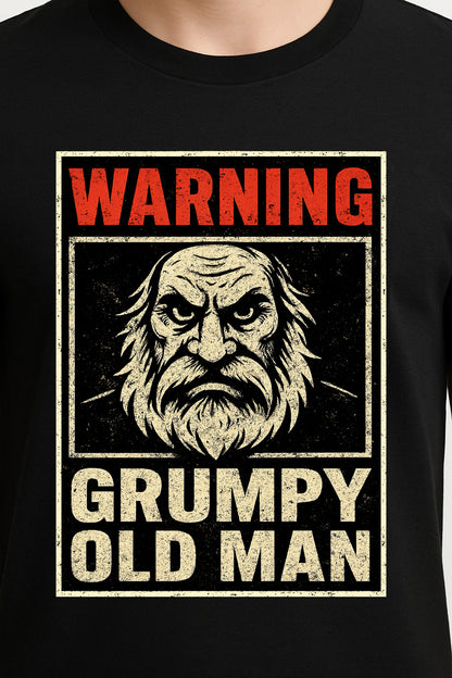 Warning: Grumpy Old Man Unisex T-Shirt – Funny Retro Sarcastic Angry Grandpa Graphic Tee
