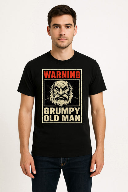Warning: Grumpy Old Man Unisex T-Shirt – Funny Retro Sarcastic Angry Grandpa Graphic Tee