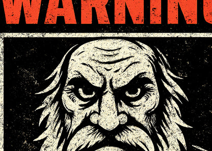 Warning Grumpy Old Man T Shirt Funny Angry Beard Graphic Humor Gift Tee