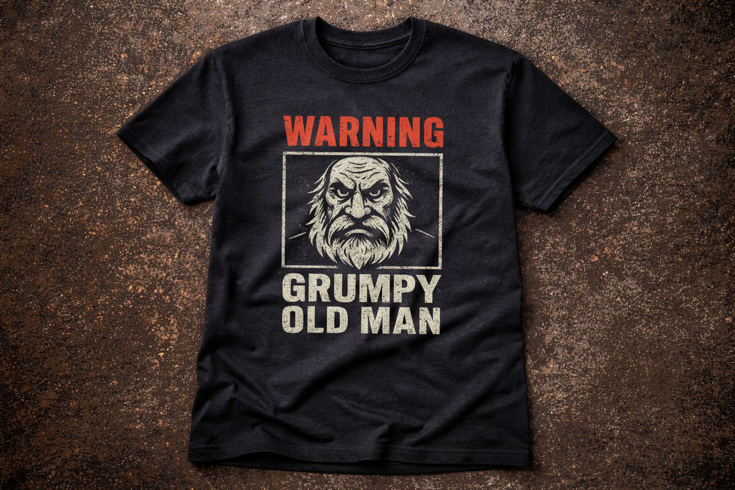 Warning Grumpy Old Man T Shirt Funny Angry Beard Graphic Humor Gift Tee
