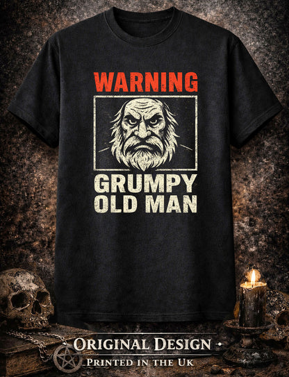 Warning Grumpy Old Man T Shirt Funny Angry Beard Graphic Humor Gift Tee