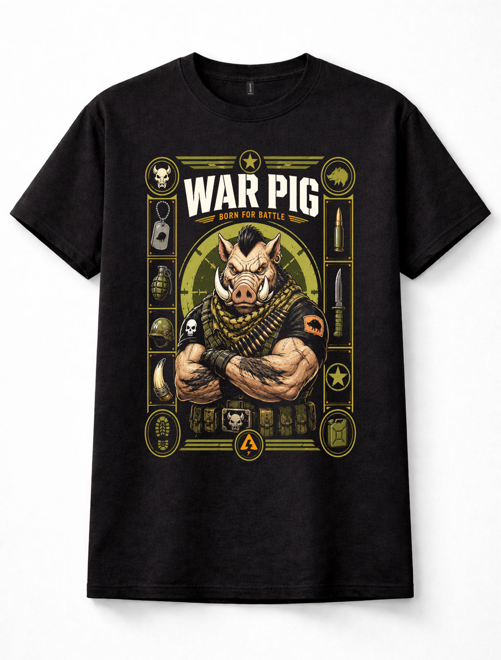 War Pig Boar Soldier Military Combat Warrior Battle Tactical Unisex T-Shirt