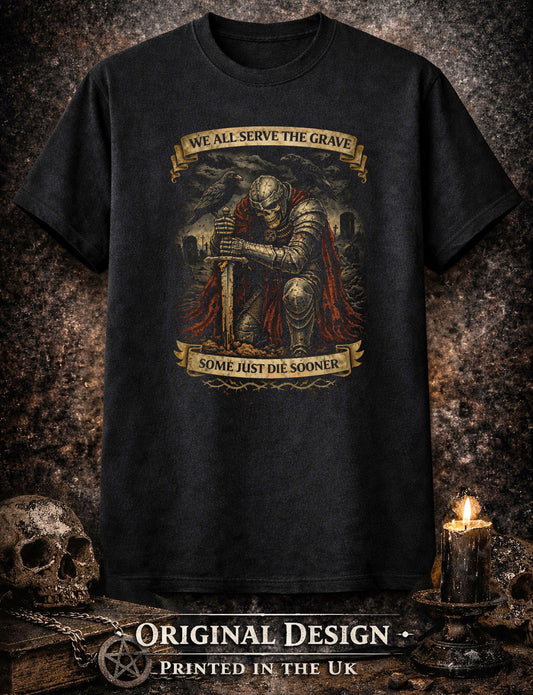 Skeleton Knight T-Shirt Gothic Memento Mori Unisex Black Graphic Tee