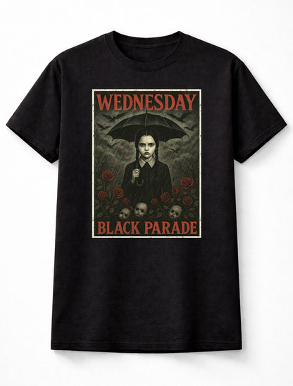 Wednesday Addams Wednesday Black Parade Gothic TV Series Dark Academy Adults & Kids Unisex T-Shirt