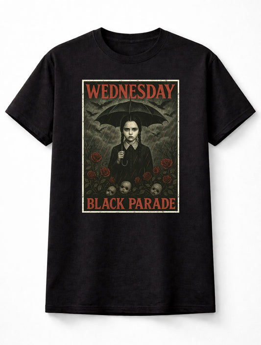 Wednesday Addams Wednesday Black Parade Gothic TV Series Dark Academy Adults & Kids Unisex T-Shirt