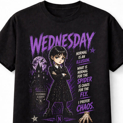 Wednesday Addams Nevermore Academy Gothic Graphic Tee Dark Aesthetic Shirt Unisex Adults & Kids T-Shirt