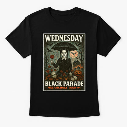 Wednesday Addams Black Parade Melancholy Tour T-Shirt Gothic Vintage Halloween Addams Family Fans